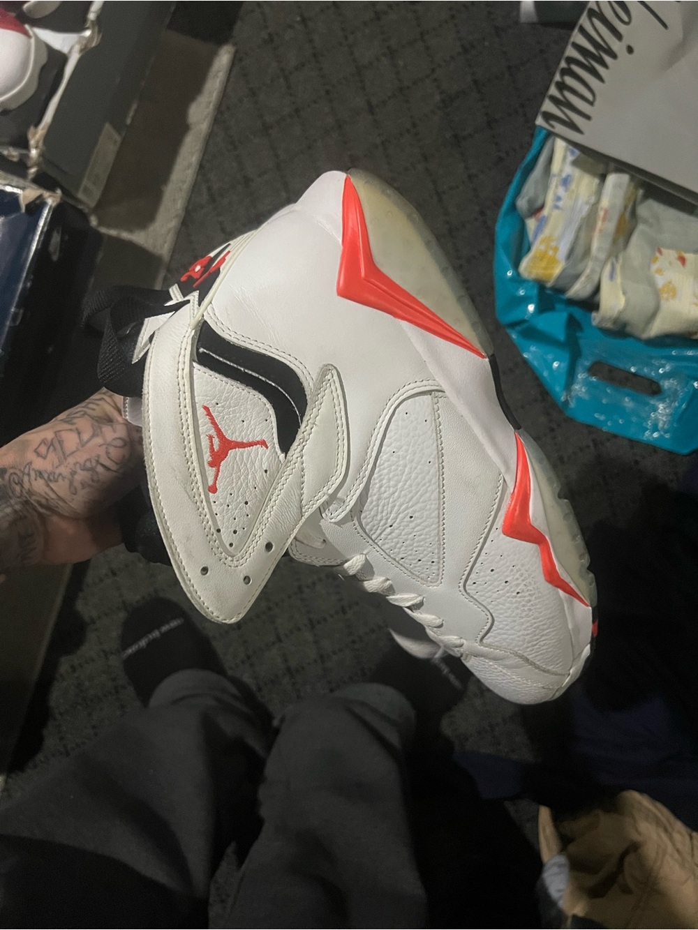 Air Jordan Men’s retro 7s White/Red Retro Basketball Shoes